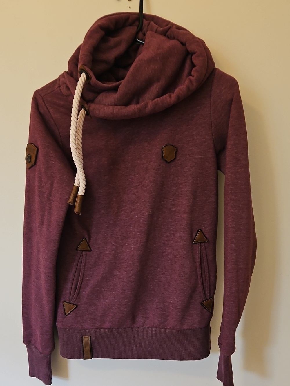 Naketano Women's S Plum Pullover Hoodie with Cream Drawcord